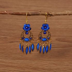 Creative Style Fashion Vintage Alloy Gem Earrings Eardrops (Color: Dark Blue)