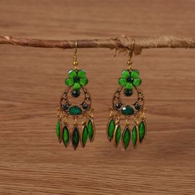 Creative Style Fashion Vintage Alloy Gem Earrings Eardrops (Color: Green)