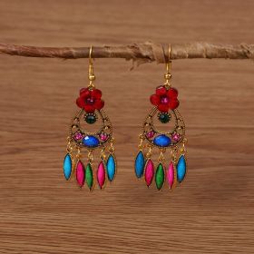 Creative Style Fashion Vintage Alloy Gem Earrings Eardrops (Color: Color)