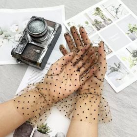 1pc Sexy Transparentes Dot Print Black White Mesh Tulle GloveSpring Summer Thin Short Glove Club Prom Party Dancing Dress Glove (Color: F)