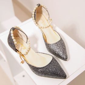 Women's Pumps; Trend Pointed Toe Wedding Bride High Heels Shoes Female Party Mules Elegant Women Pumps Designer Shoes Sexy Dress Shoes (Color: black 6cm, Shoe Size: 40)