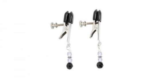 Adjustable Broad Tip Nipple Clamps W/Purple Beads (SKU: TCN-1990-103)