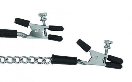 Adjustable Alligator Nipple Clamps With Link Chain Silver (SKU: SPF29)
