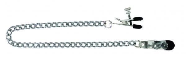 Adjustable Broad Tip Nipple Clamps With Link Chain Silver (SKU: SPF26)