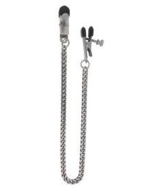 Adjustable Broad Tip Nipple Clamps With Jewel Chain Silver (SKU: SPF01)